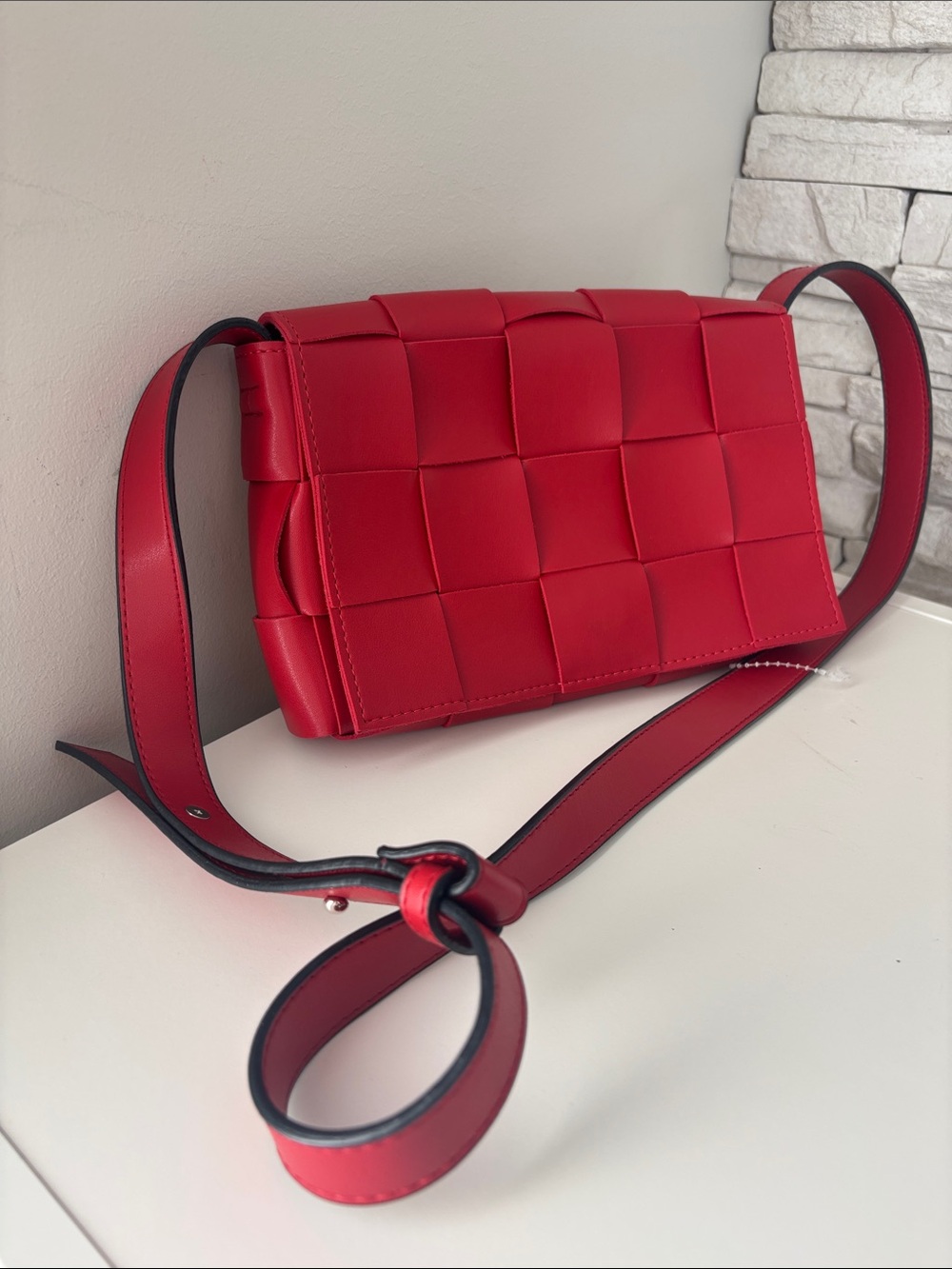 Red Woven Leather Crossbody Bag - Women - Picture 7 of 7